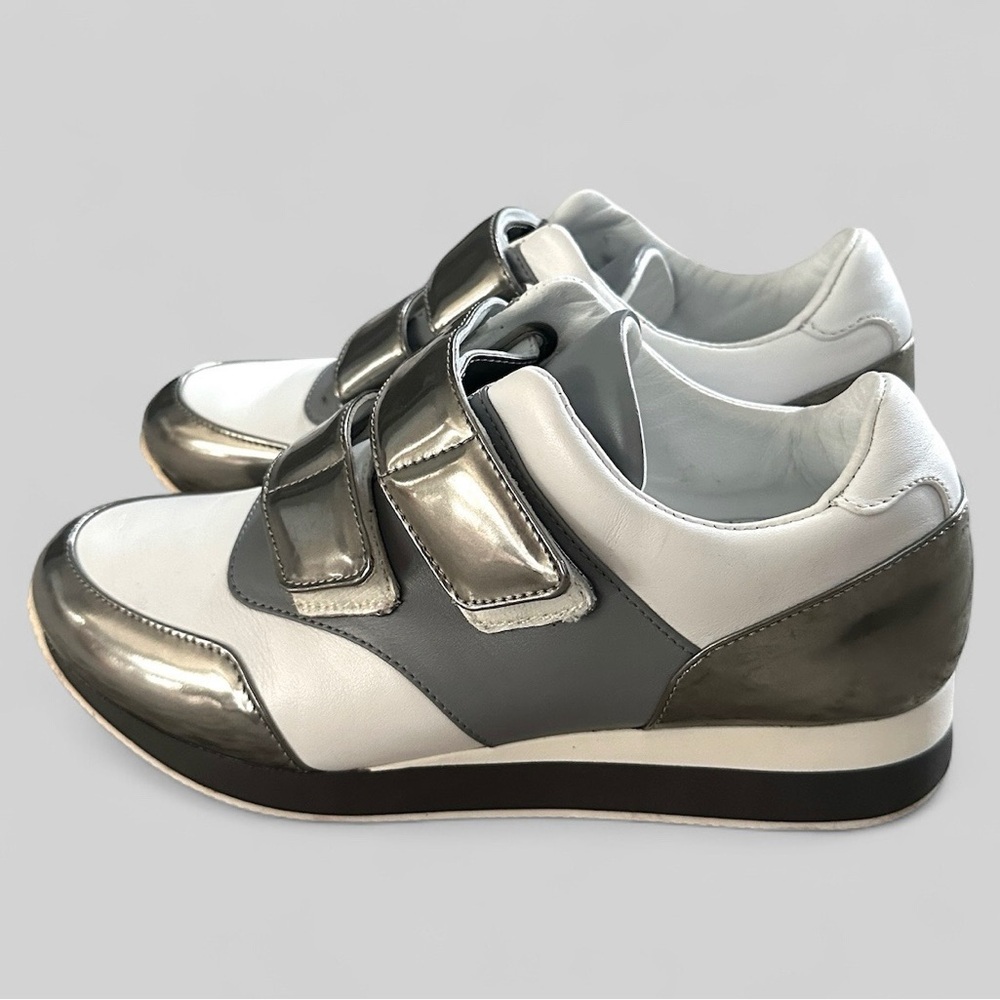 MaxMara Rare Napa Shoes Sneakers Metallic Leather Size 38.5 US Womens 8